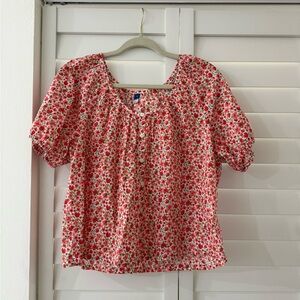 Old Navy Red Floral Blouse